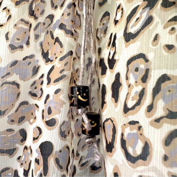 DEHRY PARIS sheer boho cheetah embellished dress coverup M - Picture 9 of 12